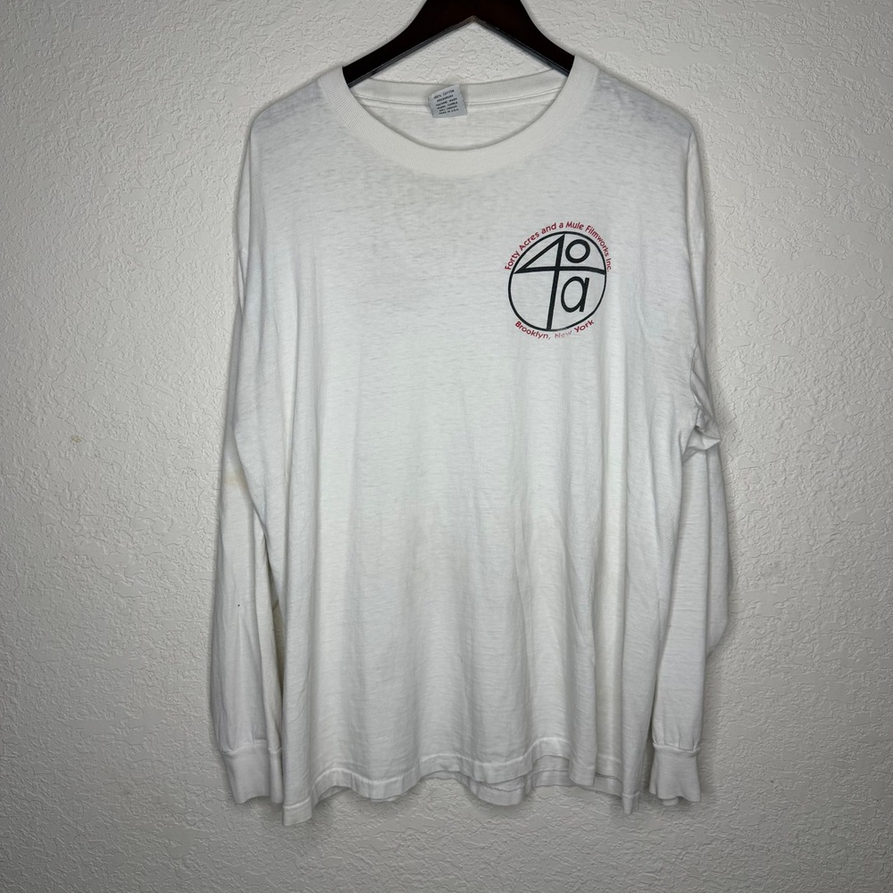 Forty Acres and a Mule Spike Lee Joint Long Sleeve Shirt White XL Vintage 90s